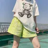 Women's Shorts 2023 Summer Fashion Casual Tie Dye Leopard Print Cargo Pants High Waist Elastic Lace Up Pocket Wide Leg