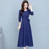 Casual Dresses 2023 Spring Autumn Dress Womens Temperament Fashion Slim All-match Women Large Size Cotton Linen Pullover Long Skirt