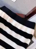 Skirts Qiukichonson Autumn Winter Long Knitted Stripe Women 2023 Korean Casuan High Waisted Straight Pencil Skirt Black