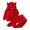 Kläder sätter pojkar och flickor 2023 Spring Autumn Korean Children kläder Guld Velvet Baby Two-Piece Suit Kids Boutique Outfits