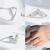 Pierścionki ślubne Rozmiar 610 luksusowa biżuteria Prawdziwa 925 Sterling Sier Crown Ring Fl Marquise Cut White Topaz CZ Diamond Moissanite Band Dhkng