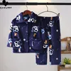 Pajamas Kids Boys Girls Autumn Winter Soft Flannel Sets Cartoon Long Sleeve Lapel Tops with Pants Pyjamas Sleepwear Clothing 230106