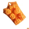 Bakning formar Sile Orange Chocolate Mod Halloween Diy Fondant Candy Skl Pumpkin Bat Cookie Mold VT1741 Drop Delivery Home Garden Kit DHA2K