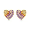 Boucles d'oreilles Color Sparkling Rhinetone Heart S925 Love Korean Ins Style Sweet Girl Birthday Gift