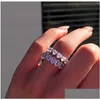 Pierścionki ślubne Rozmiar 512 MTI Kamienne Kształt Luksusowa biżuteria 925 Sterling Sier Princess White Topaz CZ Diamond Stones Obiecane kobiety Dhvd8