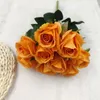 Decorative Flowers Artificial Pink Roses Simulation Silk Bouquet Wedding Bridal Bouquets Home Living Room Table Decoration Pography Props