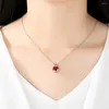 Necklace Earrings Set Red Purple Clear Rhinestone Chain Choker Luxury High Quality Crystal Love Heart Pendant Necklaces Women Party Jewelry