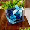 Party Favor Mothers Day Soap Flower Creative High Grade Box Packed Artificial Roses Romantic Valentines Gift Birthday Wedding Flower Dhak4