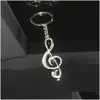 Keychains Bedanyards 1 peças Moda Chain Chain Ring Sier Plated Note Keychain para Car Música Símbolo Música Friend Friend Gift Dh27Q