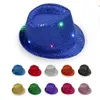 Blinkande ljus upp LED Brilliant Glitter Sequin Colorful Fancy Dress Jazz Dance Party Club Hat för män och kvinnor GC1875
