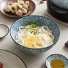 Ciotole Ciotola di riso da cucina classica in ceramica blu e bianca in stile giapponese Ciotola di riso per ramen grande Cucchiaio da tavola per tè piccolo Eco-Friendly