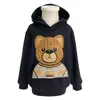 Ensembles de vêtements Joyccin mère enfants ours broderie sweats à capuche et sweat-shirts épaule tombante couleur unie pull ample famille tenues assorties 230105