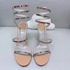 Moda Stiletto Sandálias de salto alto joia Sandália cobra entrelaçamento elegante cristal strass sapatos femininos de verão solas de prata