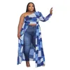 Plus Size Dresses Women Party Elegant Plaid Print Blouse Lady Fashion Long Crop Tops 2023 Summer Casual Club Outfits