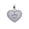 Men vrouwen hart hanglagige ketting hiphop ijskoud bling cz email roze letter ik hou van je hiphop mode sieraden