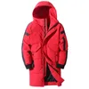 Herrjackor 2023 Winter Down Jacket Huven Fashion Long Parkas vindtät vattentät tjock varm kappa 230106