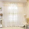カーテン豪華なロマンチックな花は、寝室のためのビーズのエンボス加工された刺繍の薄いカーテンカラフルなジャッククアードリビングルームの窓ドレープ230105