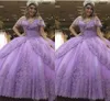 2023 Fantastyczne lekkie fioletowe sukienki na balu quinceanera suknia balowa boho krótkie rękawy w szyku w szyku w szyku cekiny cekiny backless sweet 16 sukienki plus