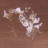 Collier boucles d'oreilles ensemble de mariée ornement de mariage bijoux en alliage fleur perle cristal bandeau exquis tête cerceau chapeaux avec gland Unique