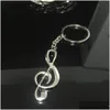 Keychains Bedanyards 1 peças Moda Chain Chain Ring Sier Plated Note Keychain para Car Música Símbolo Música Friend Friend Gift Dh27Q