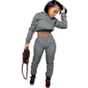 Novo atacado de agasalhos de lã femininos ternos de corrida outono inverno roupas de manga comprida com capuz calças com capuz conjunto de duas peças casual body sweatsuits preto roupas esportivas 8546