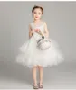 Girl Dresses Elegant Long Beading Lace Dress Sleeveless Flower Kids Performance Show Party Birthday First Communion Gowns