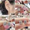 Stud Arrival Luxury Jewelry Sparkling 925 Sterling Sier Princess Cut White Topaz Cz Diamond Gemstones Women Earring Drop Delivery Ear Dhf9W