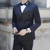 Garnitury męskie azjatyckie rozmiar Men drukowane garnitur smokingowy podwójny slim fit m-3xl męski oblubienie