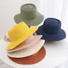 Chapéus largos de abrangência Chapéu de praia de verão feminina colorida palha externa para homens Protecção unissex Bump top 2023