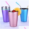 Tasses En Acier Inoxydable 500Ml St Grande Tasse Tasse Avec Couvercle Café 5 Couleurs Bière Thé Jus Lait Boisson Gobelet Extérieur Cam Voyage Dh12611 Dr Dhwrp