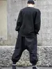 Men's Pants Fashion Casual 2023 Autumn Winter Large Dark Black Japanese Wide Leg Tight Capris