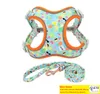 2021 New Fashion Nylon Harness Leash Set Reflective Fruit Printed Vest Leash For Medium Large French Bulldog