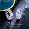 Hoop Earrings BeaQueen Sparkling Clear White Cubic Zirconia Crystal Triple Round Graceful Bridal Wedding Jewelry For Women E576