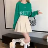 スカート冬のシンプルなプリーツソリッドカラーハイウエストミニドレス女性服プレッピースタイルジッパースカートファムカジュアルな太いプリーツ