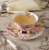 Filiżanki spodki kości Chiny kubek kubek Zestaw Różowy ptak porcelanowa herbata Zaawansowana ceramiczna garnek kubek cukierowy krem ​​kremowy krem ​​czajni