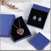 1.5cm Thin Blue Jewelry Gift Boxes for Necklaces Earring Ring Bulk Gift Box Sponge Filled for Christmas Gift Case