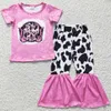 Hela barnkläder Set Ny design Baby Girl Clothes Short Sleeve Bell Bottom Outfits Milk Silk Girls Boutique Outfits Set5648874