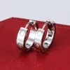 Silver Hoop Earrings Round Gold Titanium Steel 18k Rose Stud Love for Woman Exquisite Simple Fashion Diamond Lady Jewelry Gift