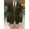 Costumes pour hommes Style anglais / Smokings pour hommes Velours côtelé de haute qualité / Beau blazer à deux boutons / Décontracté Affaires Mariage Costume de marié / Manteau 1 pièce