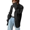 여자 후드 땀 셔츠 2023 숙녀 단색 버튼 다운 칼라 패션 형식 가죽 블레이저