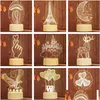 Вечеринка одолжение 3D Night Light Creative светодиодная отделка спальни маленькая настольная лампа романтическое цветовое рисунок подарки подарки для дома капля доставка Ga DHPMF