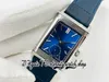 MGF Reverso Tribute Duoface MG3988482 MENS WATCH 854A/2 MEKANISK HAND-Winding Dual Time Zone stålfodral Blue Dial Läderband Super V2 Edition Eternity Watches