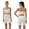 Tute da donna Tute da yoga Completi da allenamento Abbigliamento Donna senza cuciture Set dolci Cinghie Reggiseni sportivi Crop Top Pantaloncini Set Palestra Fitness