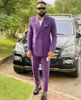 Men's Suits Double Breasted Men Blazer With Pants Bespoke Wedding Tuxedos Purple Male Suit Outfit 2Pcs Coat Pant Latest Design