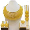 목걸이 귀걸이 세트 여성용 Liffly Dubai Gold Color Jewelry 나이지리아 신부 웨딩 브레이슬릿 파티 액세서리