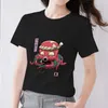 Damen-T-Shirts, Top, lässig, Basic, Rundhalsausschnitt, schlanke Damenbekleidung, niedliche Monster-Druckserie, Damen-Pendler-Schwarzhemd