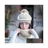 Party Hats Wholesale Women Winter Warmer Threepiece Set Hat Mask And Scarf Knitted Plus Veet Warm Dh0506 T03 Drop Delivery Home Gard Dh6Dl