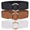 Belts Fashion Women's Needleless Gold Ring Buckle Elastic Waist Belt Dress Wide