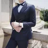 Costumes pour hommes taille asiatique hommes imprimé costume de smoking à double boutonnage Slim Fit M-3XL hommes mariage marié bal mâle 3 pièces Blazers