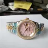 여성 시계 고품질 날짜 손목 시계 기계식 자동 이동 스테인리스 스틸 밴드 시계 36mm 하드 플렉스 유리 다이아몬드 BE293A